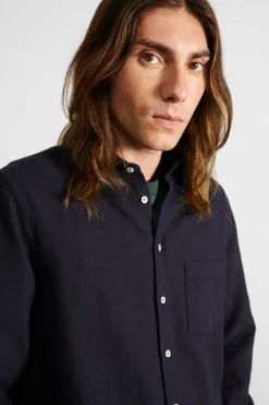 Hombre Edmmond Studios Adam Shirt Plain Navy
