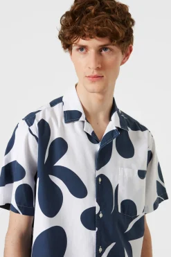 Hombre Edmmond Studios Alice Short Sleeve Shirt Printed Navy