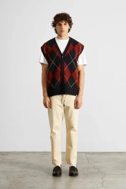 Hombre Edmmond Studios Argyle Vest Plain Navy