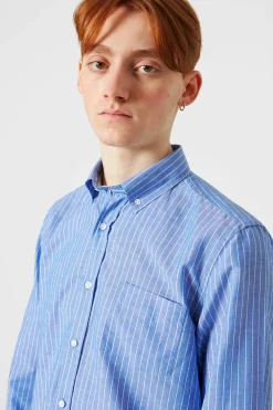 Hombre Edmmond Studios Bold Shirt Vertical Stripes Blue