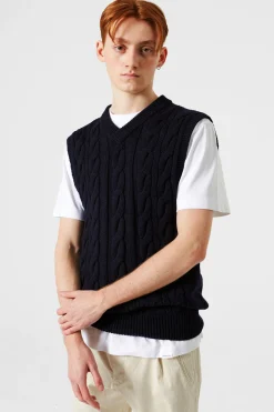 Hombre Edmmond Studios Braided Vest Plain Navy