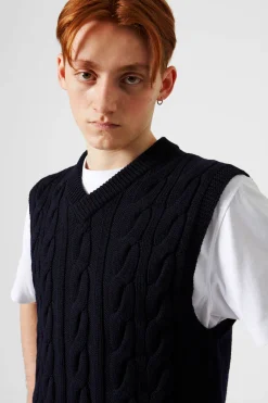 Hombre Edmmond Studios Braided Vest Plain Navy