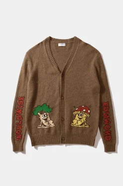 Hombre Edmmond Studios Brioche Cardigan Plain Brown