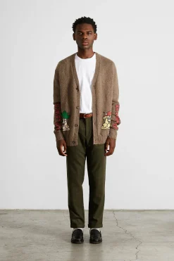 Hombre Edmmond Studios Brioche Cardigan Plain Brown