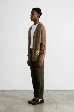 Hombre Edmmond Studios Brioche Cardigan Plain Brown