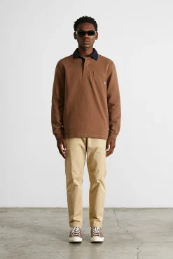 Hombre Edmmond Studios College Polo Plain Brown