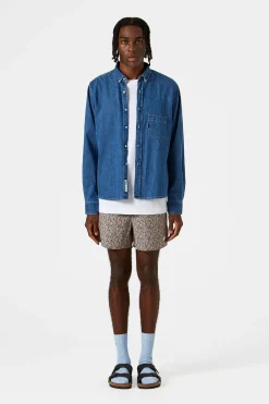 Hombre Edmmond Studios Day Shirt Denim Plain Stonewash