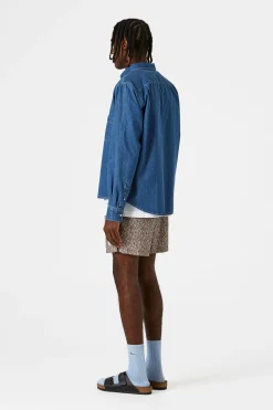 Hombre Edmmond Studios Day Shirt Denim Plain Stonewash