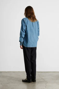 Hombre Edmmond Studios Day Shirt Denim Plain Stonewash