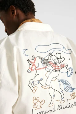 Hombre Edmmond Studios Embroidery Jacket Plain Off White