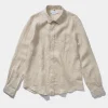 Hombre Edmmond Studios Linen Shirt Plain Beige