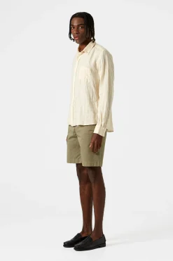 Hombre Edmmond Studios Linen Shirt Plain Beige