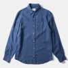 Hombre Edmmond Studios Linen Shirt Plain Blue