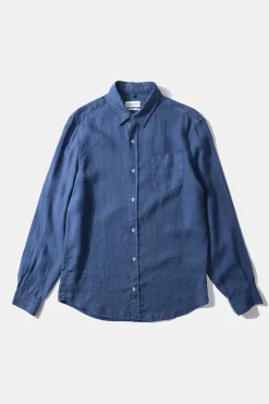 Hombre Edmmond Studios Linen Shirt Plain Blue