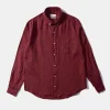 Hombre Edmmond Studios Linen Shirt Plain Bordeaux