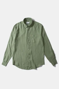 Hombre Edmmond Studios Linen Shirt Plain Olive
