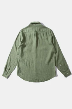Hombre Edmmond Studios Linen Shirt Plain Olive