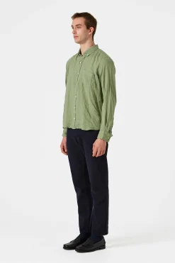 Hombre Edmmond Studios Linen Shirt Plain Olive