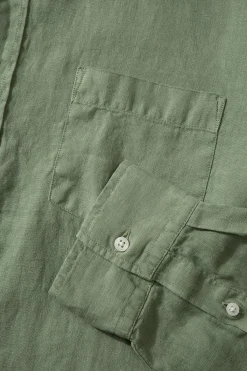 Hombre Edmmond Studios Linen Shirt Plain Olive