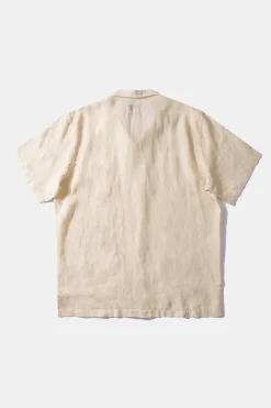Hombre Edmmond Studios Linen Short Sleeve Plain Off White