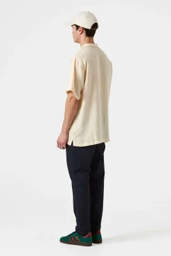 Hombre Edmmond Studios Linen Short Sleeve Plain Off White