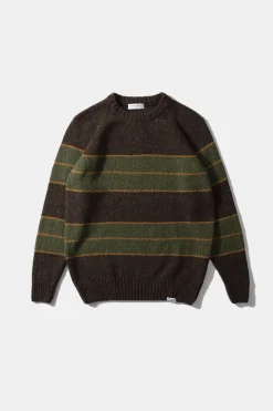 Hombre Edmmond Studios Multi Stripes Sweater Plain Brown