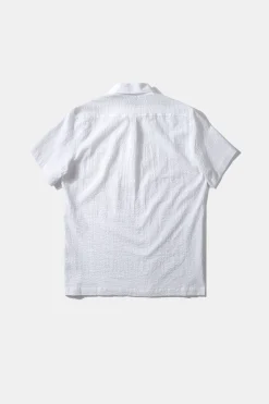 Hombre Edmmond Studios Polo Shirt Seersucker Plain White