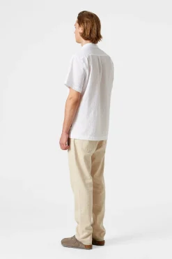 Hombre Edmmond Studios Polo Shirt Seersucker Plain White