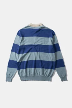 Hombre Edmmond Studios Rugby Knitted Polo Plain Blue