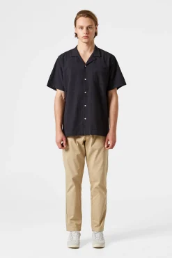 Hombre Edmmond Studios Seersucker Shirt Plain Navy