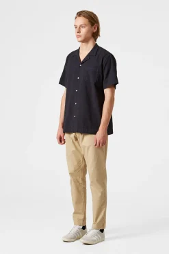 Hombre Edmmond Studios Seersucker Shirt Plain Navy