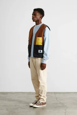 Hombre Edmmond Studios Shearling Vest Plain Brown