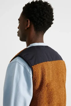 Hombre Edmmond Studios Shearling Vest Plain Brown