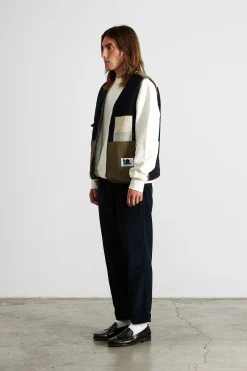 Hombre Edmmond Studios Shearling Vest Plain Navy