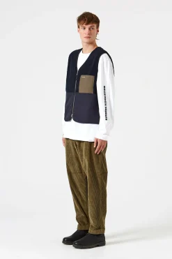 Hombre Edmmond Studios Shearling Vest Plain Navy