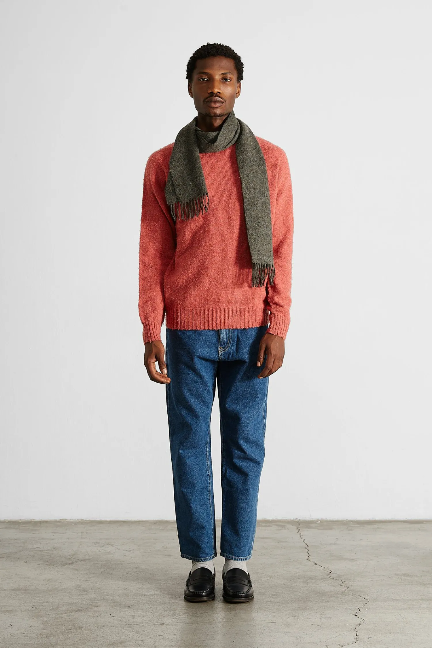 Hombre Edmmond Studios Shetland Sweater Plain Salmon