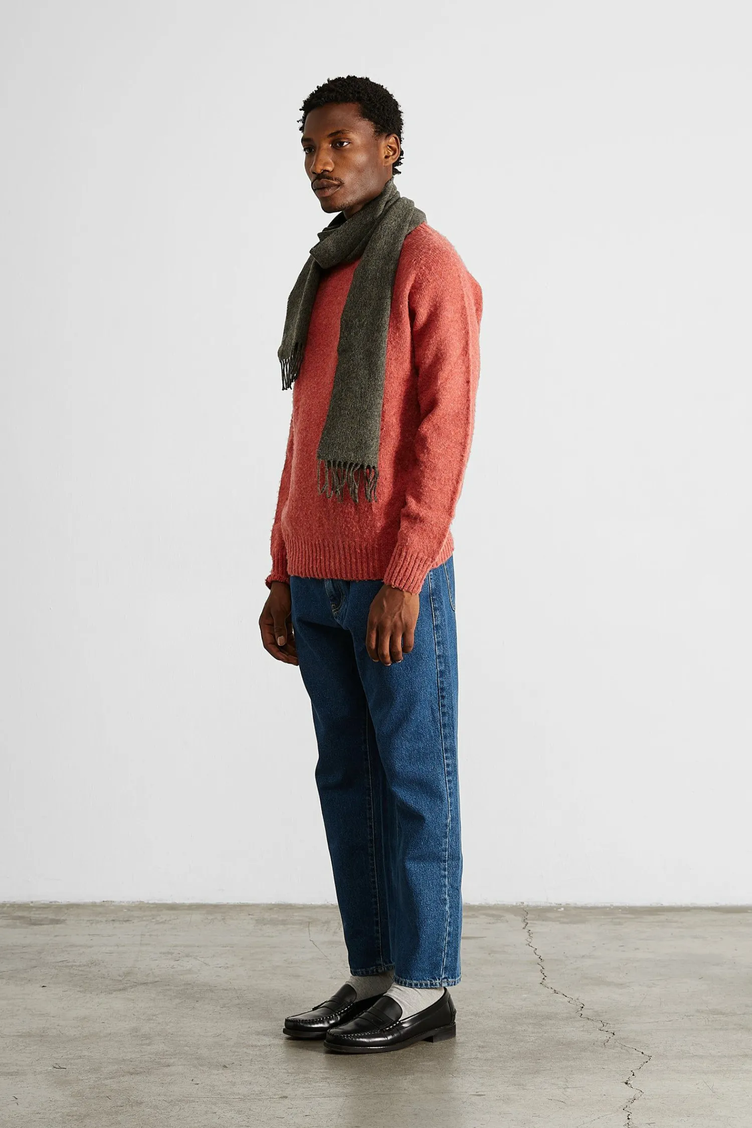 Hombre Edmmond Studios Shetland Sweater Plain Salmon