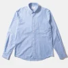 Hombre Edmmond Studios Striped Linen Shirt Plain Light Blue