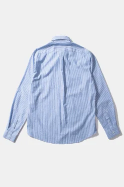 Hombre Edmmond Studios Striped Linen Shirt Plain Light Blue