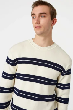 Hombre Edmmond Studios Striped Sweater Plain Beige