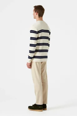 Hombre Edmmond Studios Striped Sweater Plain Beige