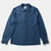 Hombre Edmmond Studios Waffle Denim Shirt Plain Stonewash