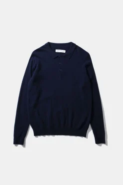 Hombre Edmmond Studios Wool Polo Plain Navy
