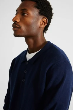 Hombre Edmmond Studios Wool Polo Plain Navy