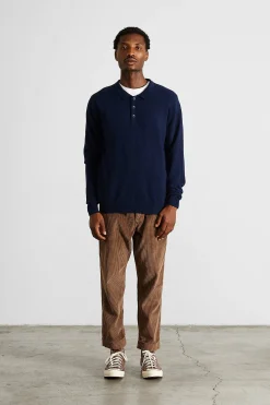 Hombre Edmmond Studios Wool Polo Plain Navy