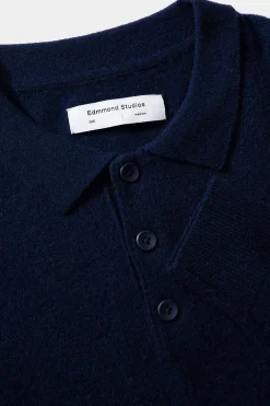 Hombre Edmmond Studios Wool Polo Plain Navy